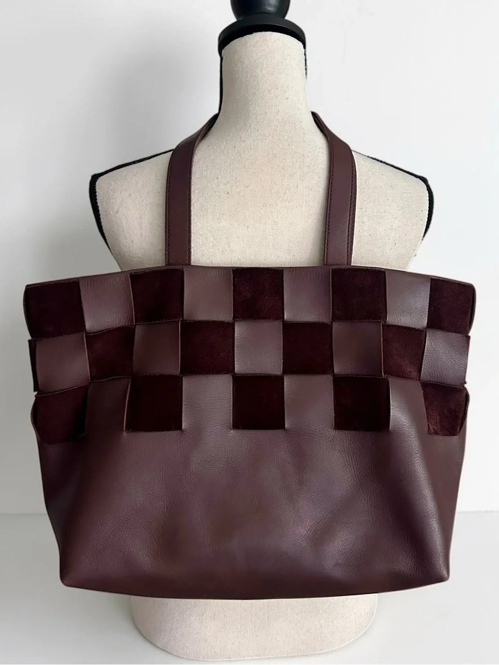 Madewell Basketweave Leather Suede Tote Chocolate Raisin Brown